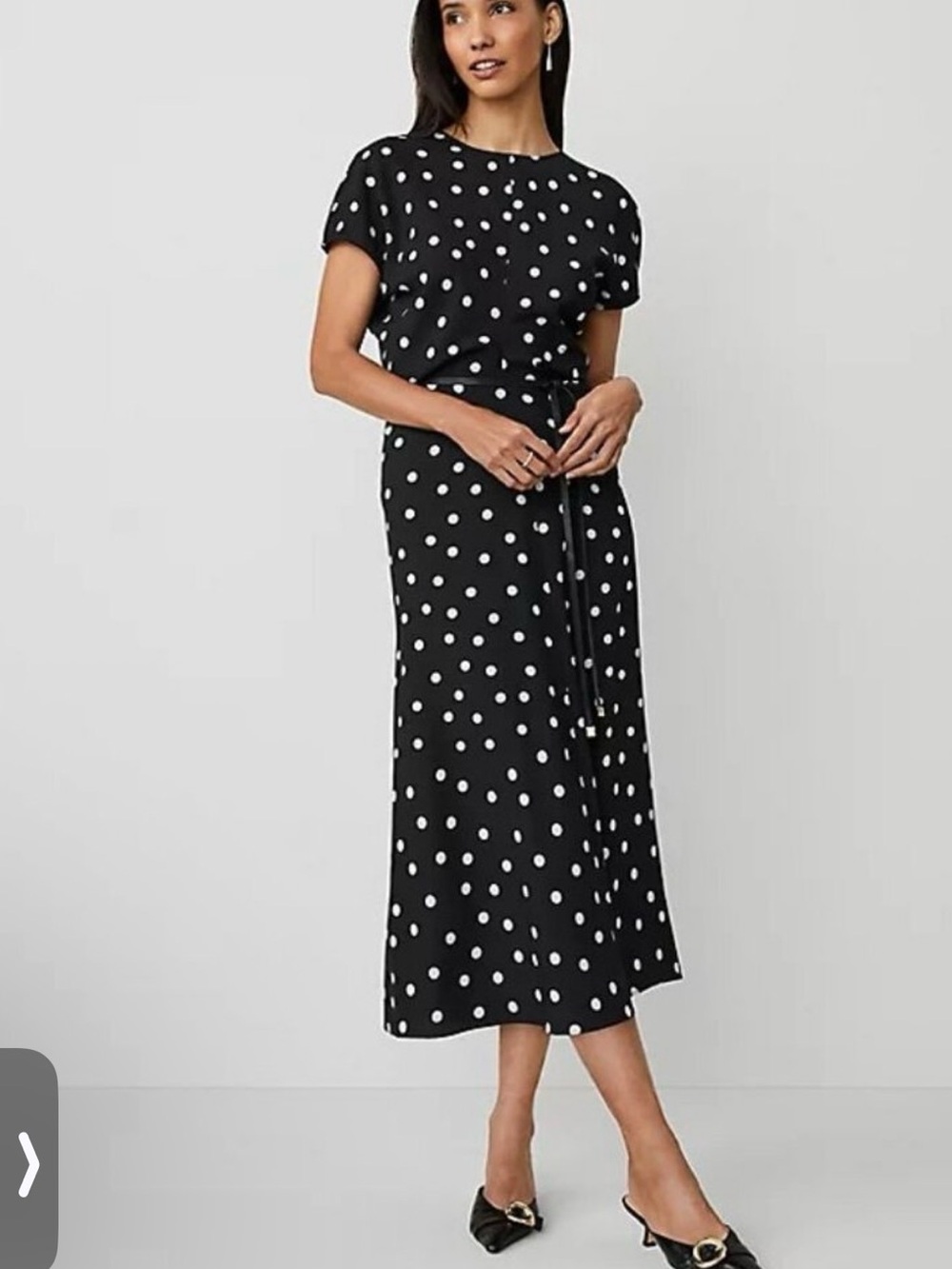 Anna Taylor Polka Dot Tie-Waist Midi Dress